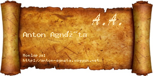 Anton Agnéta névjegykártya